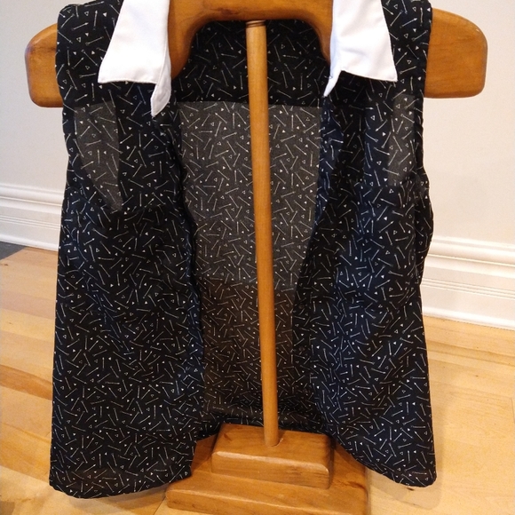 M Jennyfer black sleeveless white collared blouse French - Picture 2 of 7